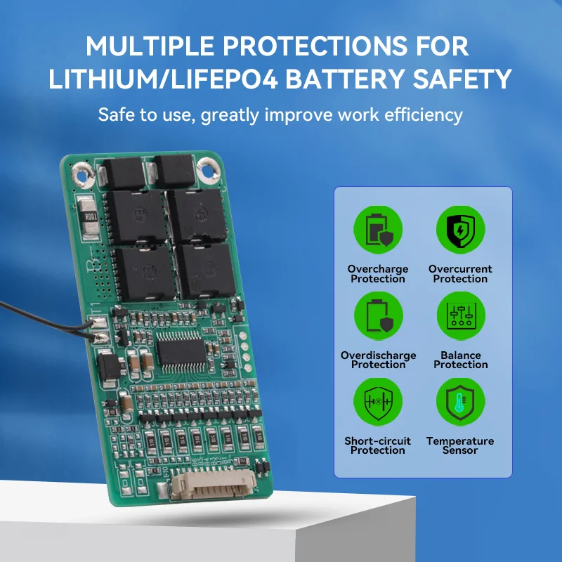 LWS 8S 10S Lithium Ion/Li-Polymer Battery Protection Board PCB 10A 15A 20A Same Port BMS for 29.6V 37V 42V Battery Packs Lifepo4