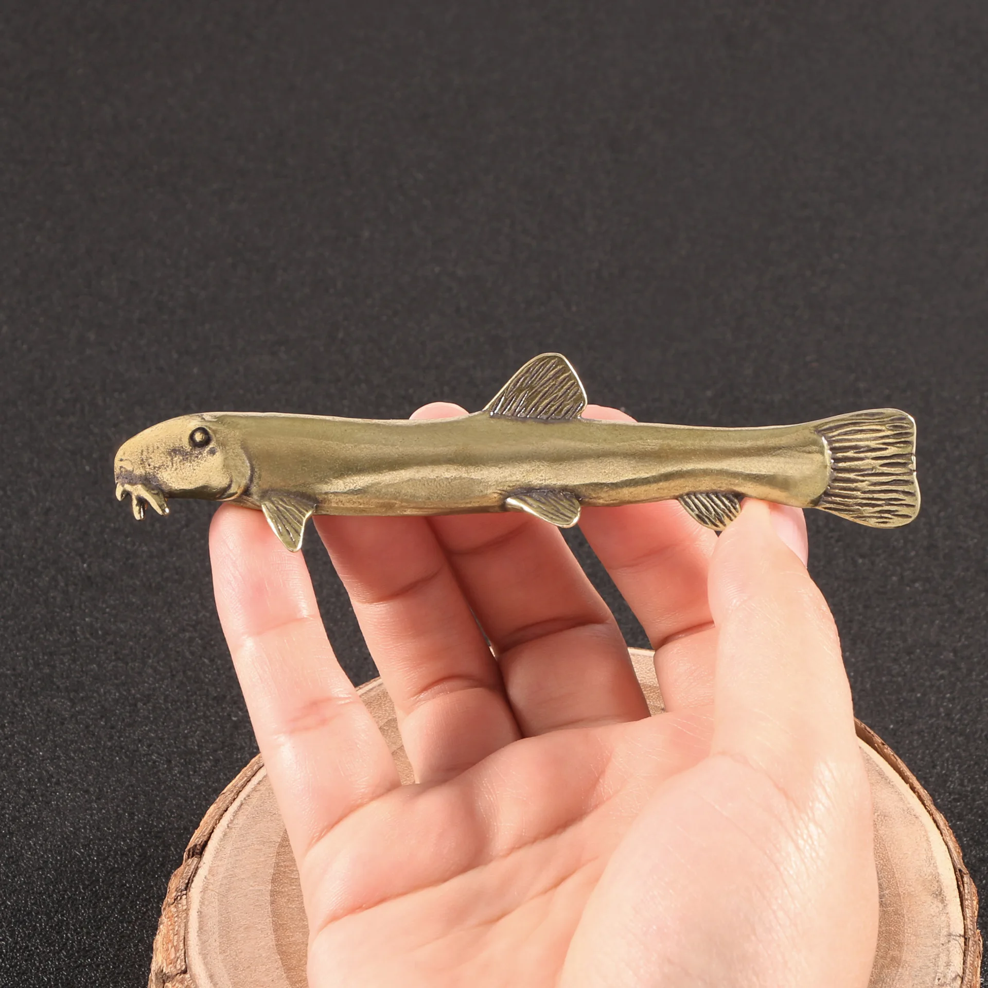 

Antique Loach Vintage Brass Ornament Large Mud Loach Figurines Solid Copper Tea Pet Desktop Decoration Collection