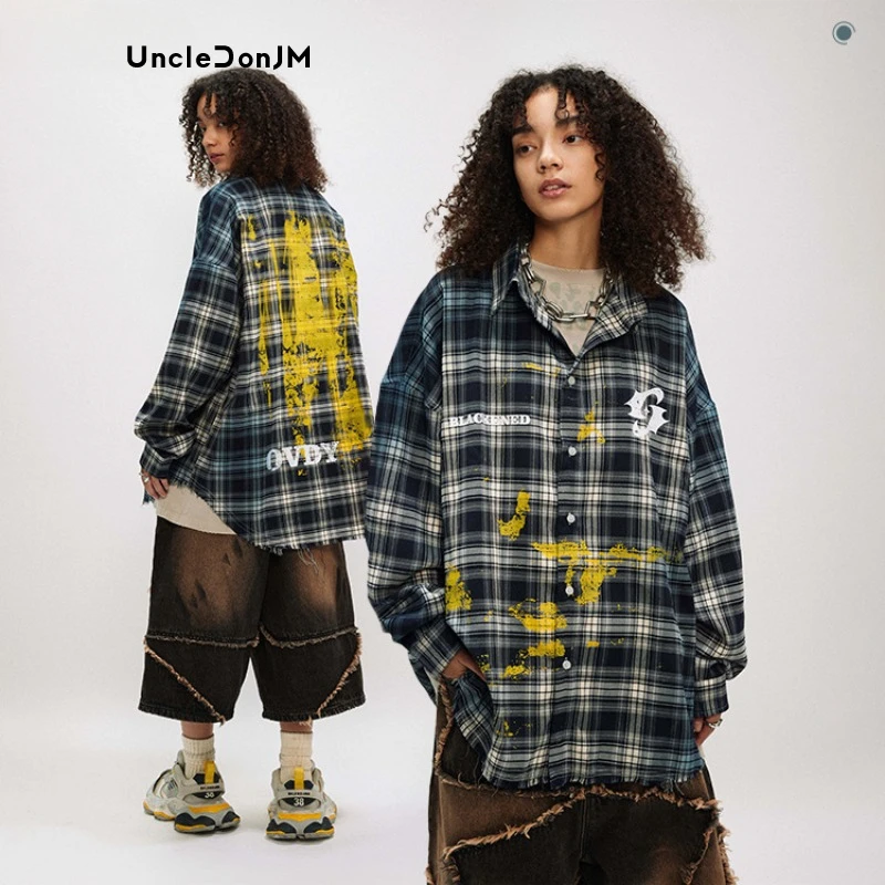 PAINT SPLATTER PLAID SHIRTS