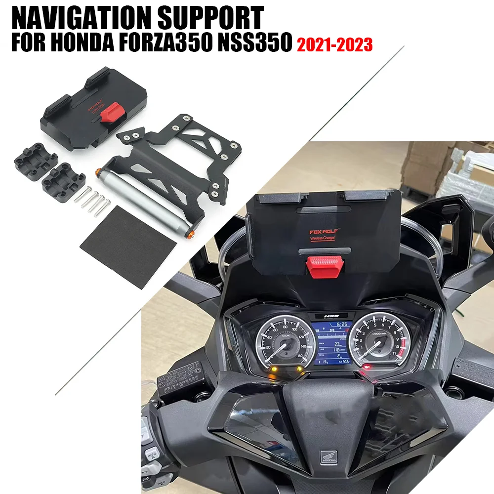 

Motorcycle GPS Phone Navigation Bracket USB & Wireless Charger Holder Mount Stand For Honda NSS 350 NSS350 2021 2022 2023