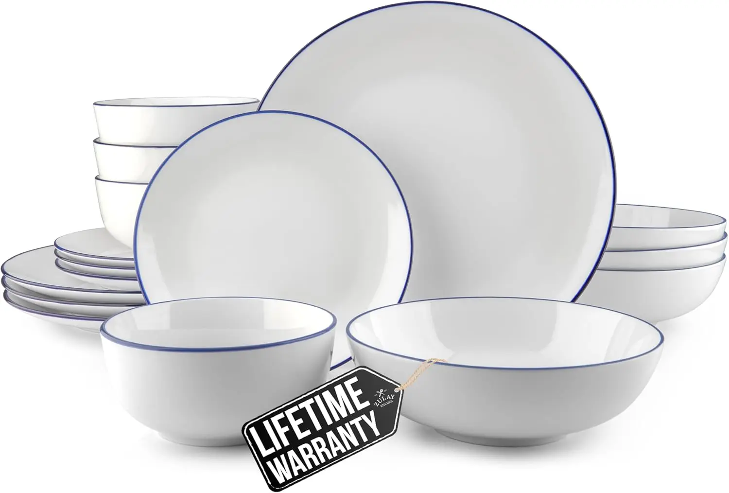 

Icon Porcelain Dinnerware Set, Service For 4 - Chip & Scratch Resistant White Plates And Bowls Sets - Microwave & Dishwasher Saf