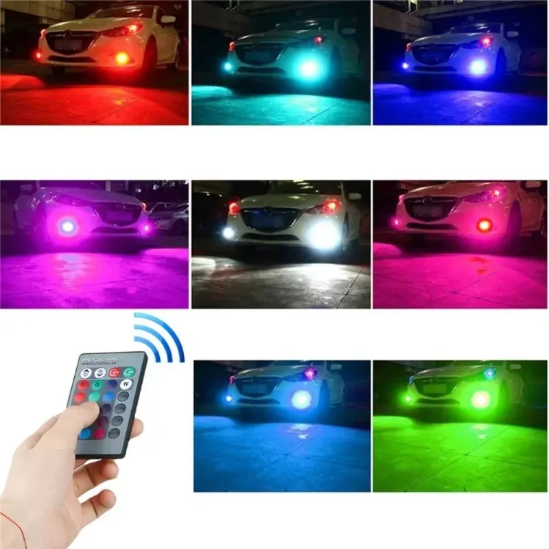 Bayerley 27SMD 5050Multi-Color RGB LED Fog Lights Driving Bulb 9005 9006 H7H8 H11Remote Control Colorful Fog Lamp Reversing Lamp