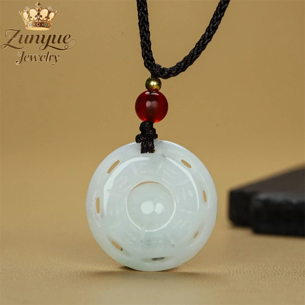 

natural Jadeite pendant with double-sided Tai Chi Nine Palaces and Eight Trigrams Luxury Quality Jewelry Fashion Jewelry Elegant