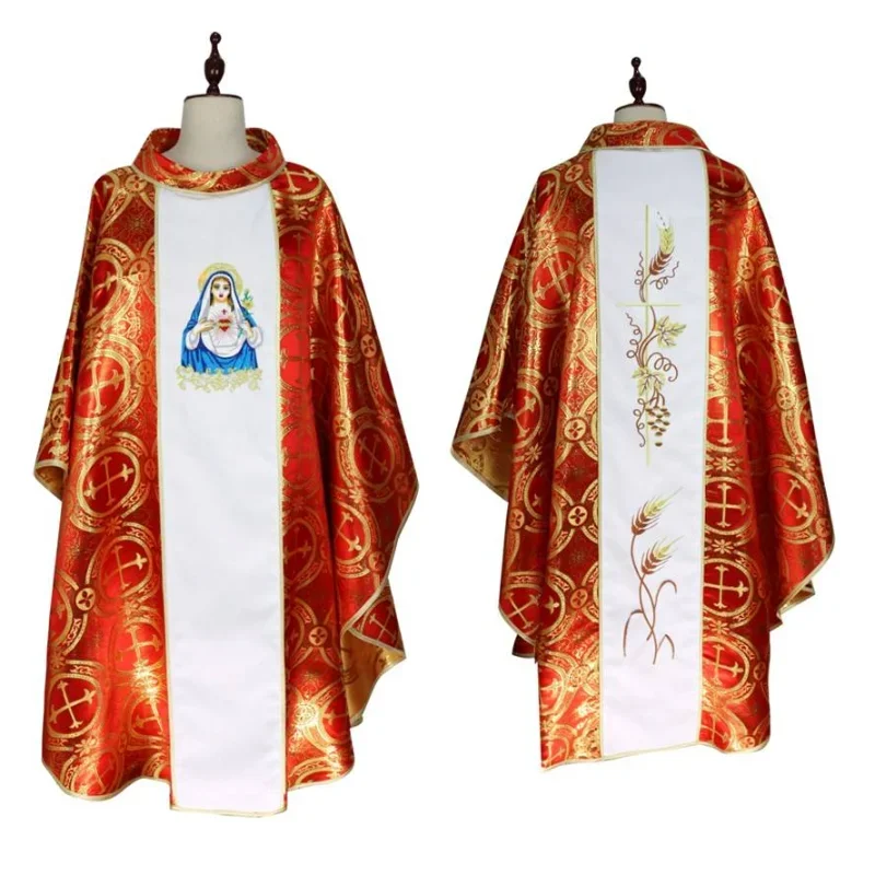 Chasuble Bishop Mass St. Mary Pastors Costume Christian Liturgical Clergy Robe Churches Catholic Priest Uniform Vestments