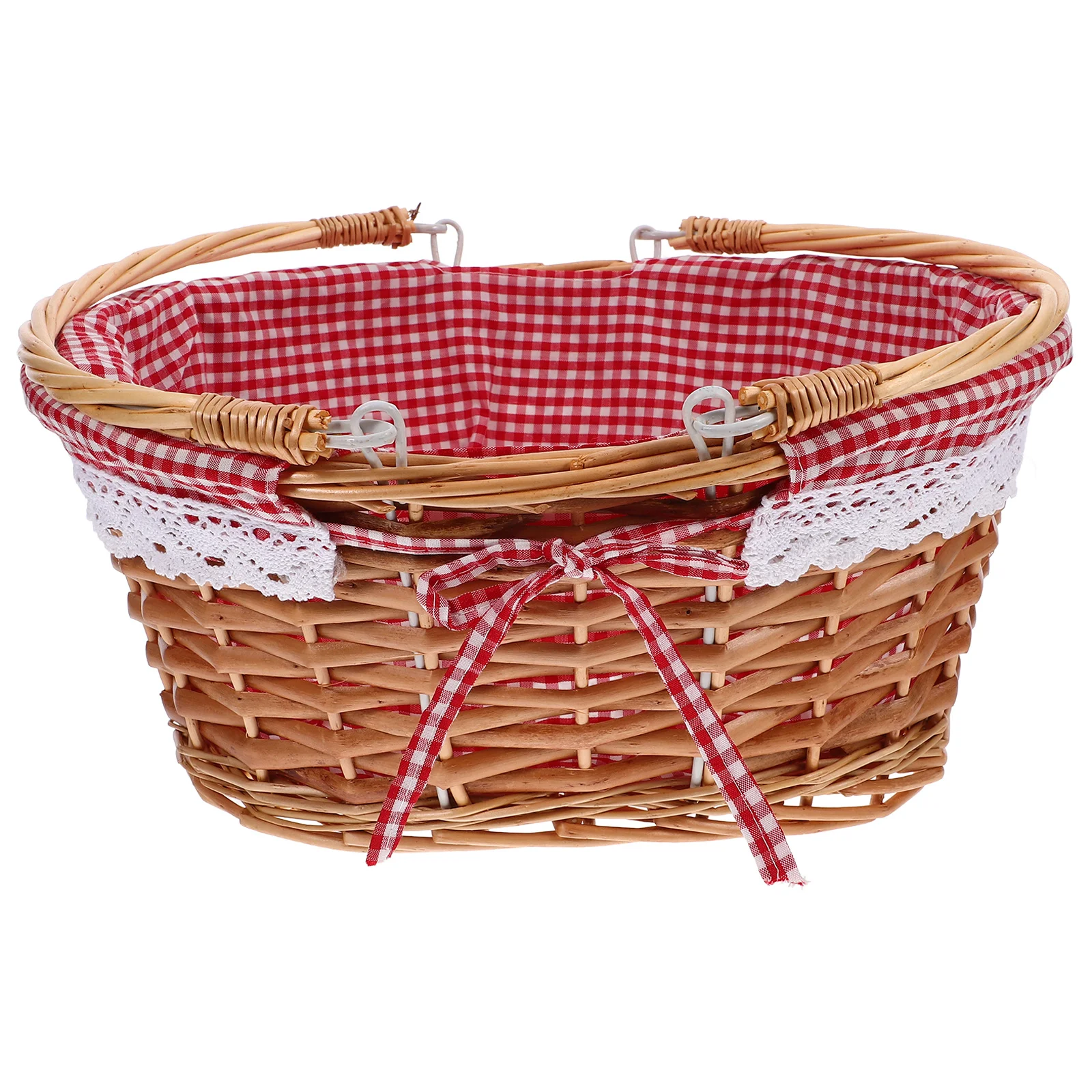 

Handmade Woven Basket for Picnic Fruit Vegetable Storage Portable Vintage Design with Handle Home Decoration Outdoor Use