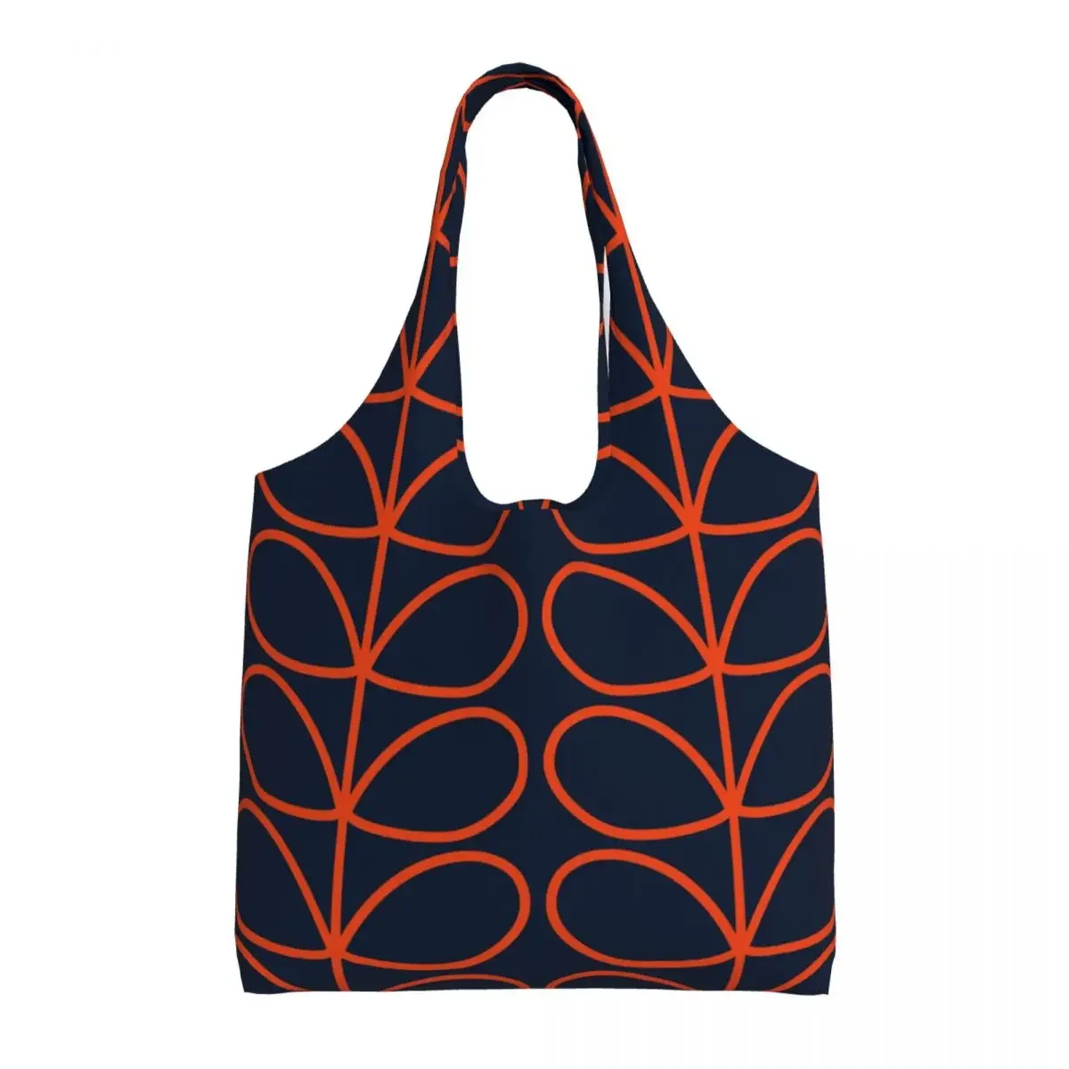 

Custom Linear Stem Orange Groceries Shopping Bags Canvas Shopper Shoulder Tote Bags Capacity Portable Orla Kiely Bags Handbags