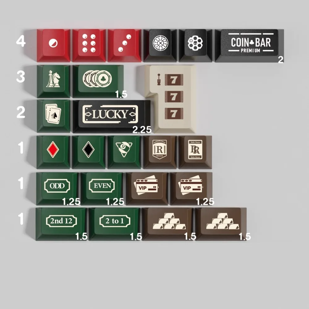 Casino Theme Keycap Set 146 Keys Custom Retro Keyboard Cap PBT Cherry Profile KeyCap for Mechanical Keyboard Accessories Gifts