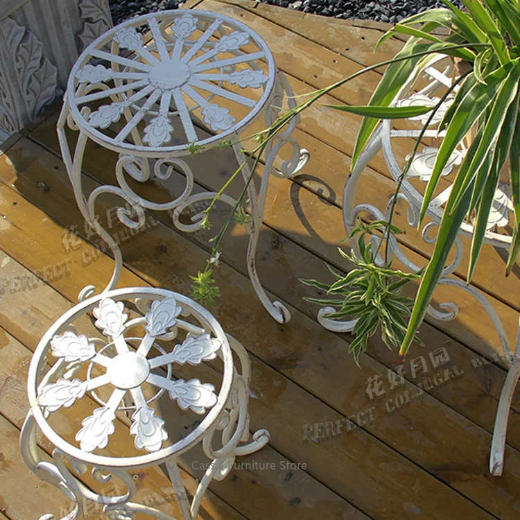 Iron Art Plant Stand for Garden, Decorative Tiered Flower Pot Holder for Balcony, Rustic Metal Pedestal for Greenery Home Decor
