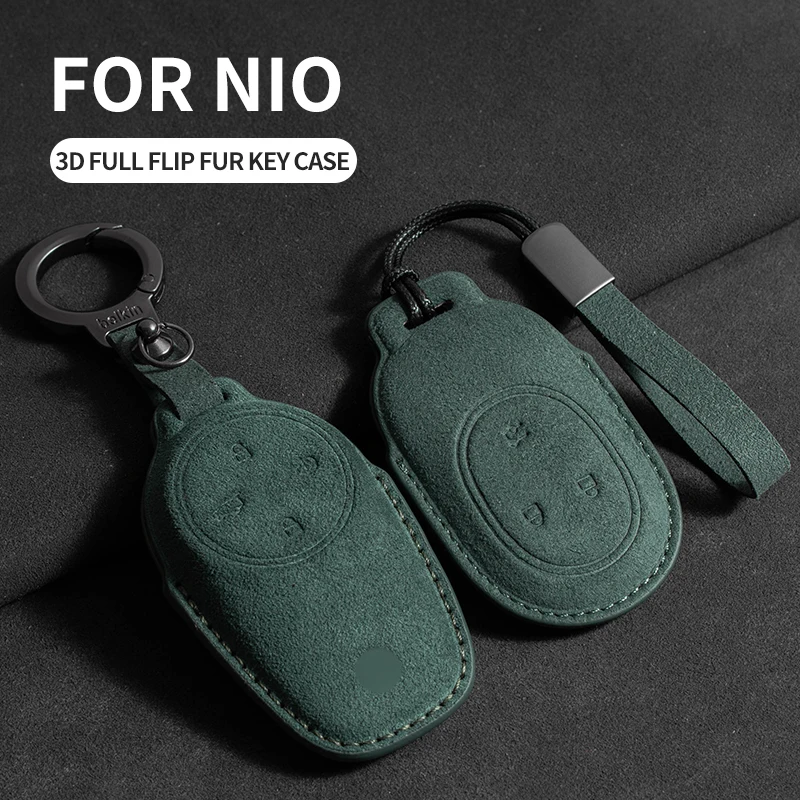 Suede Car Key Case Cover For  Wei Lai NIO ET5 ET7 ES7 EC7 Car Key Protective Shell Accessories