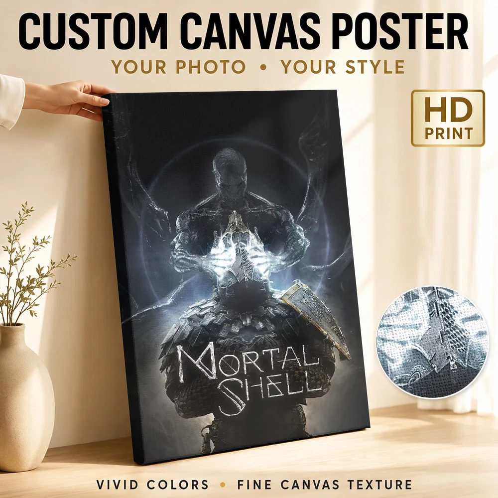 Mortal Shell Logo Framed Canvas Print Posters Minimalist Style Wall Art With Personalized Photo For Man Cave Ideal Gamer Gift