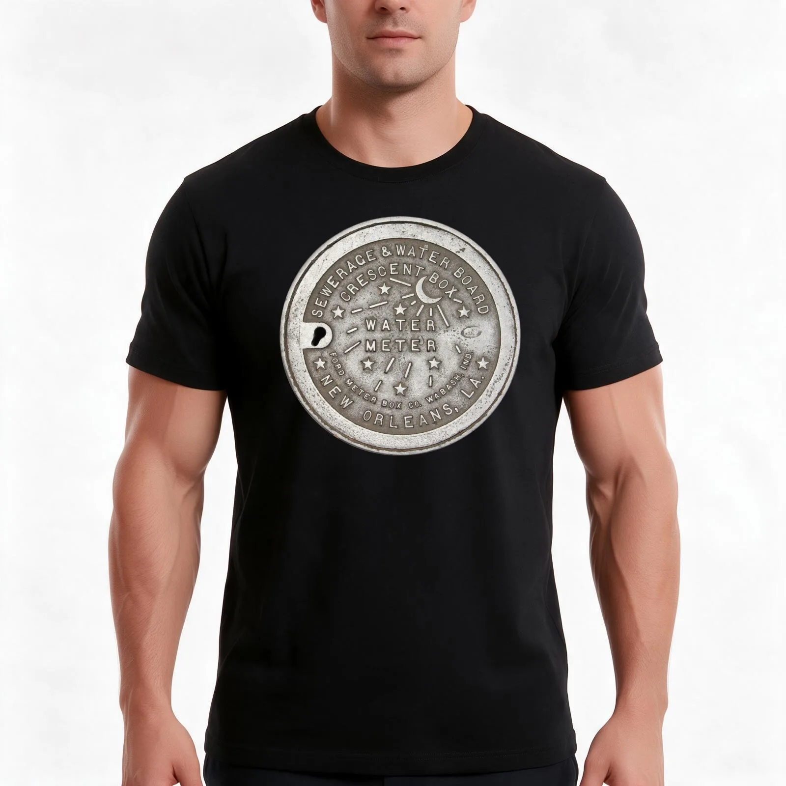 Crescent City Water Meter Cover T-Shirt Summer Casual Cotton Tee Oversized Streetwear Tops Vintage Graphic Print 100% Cotton
