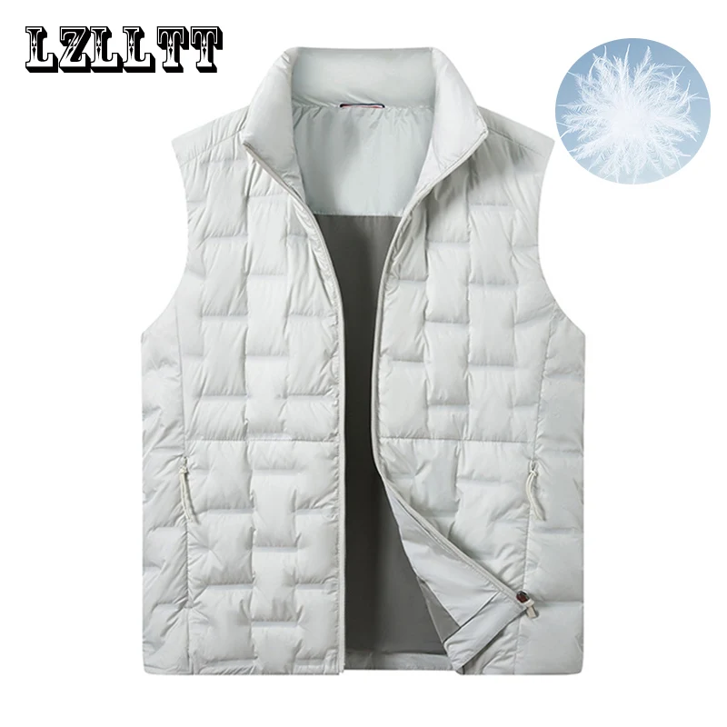 Winter Men Fashion Down Vests Mens waterproof Casual Down Sleeveless Vest Jackets Mens Autumn Couple Lightweight Work Waistcoat