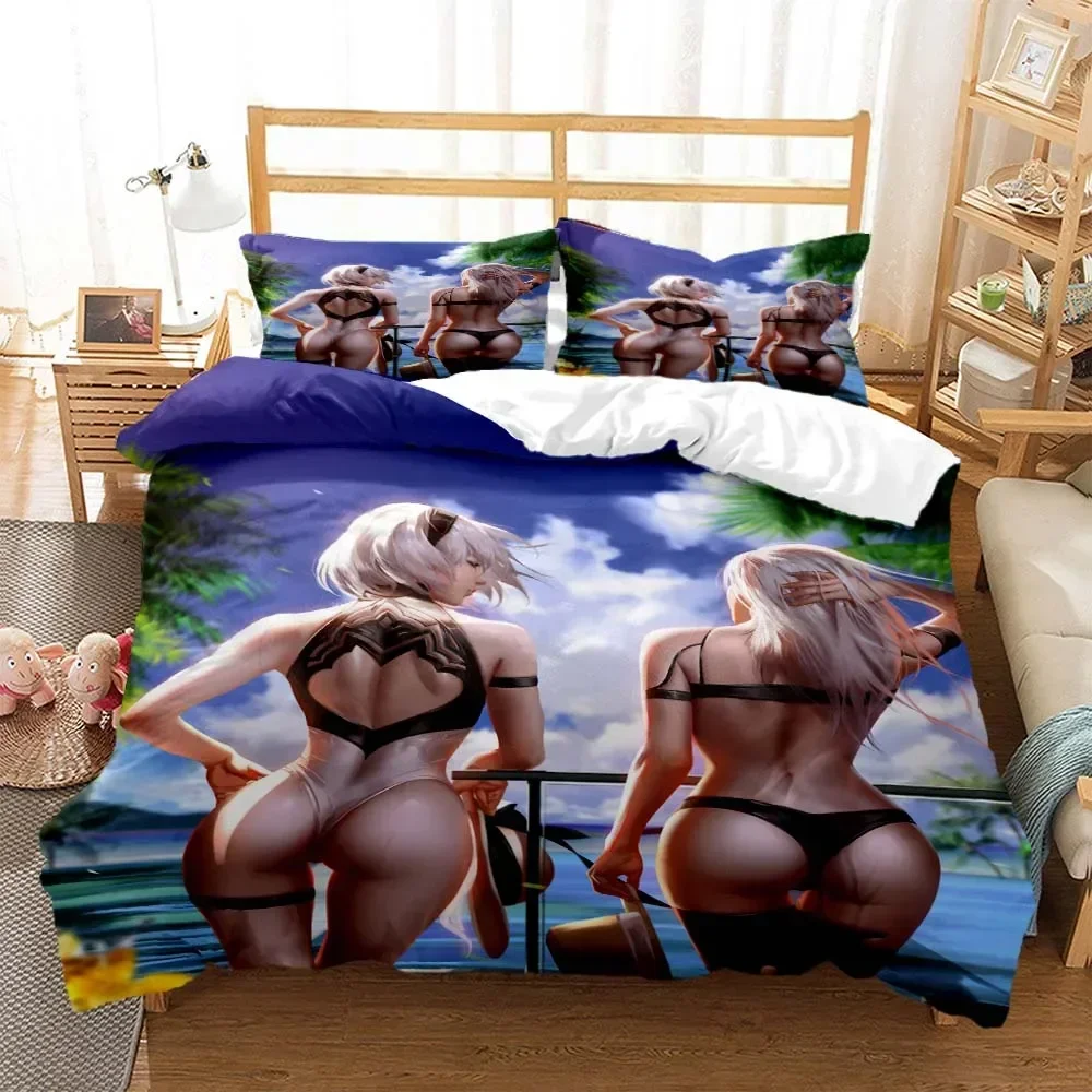 

Sexy anime beauty Digital Print Comfortable Duvet Quilt Cover Pillowcase Bedding Set Children Bedroom Decoration Home Textile
