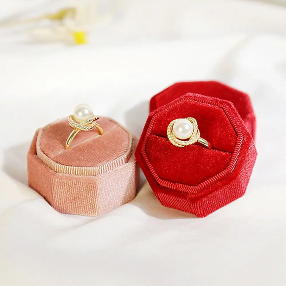 High-quality Octagonal Exquisite With Detachable Lid Velvet Jewelry Box Ring Storage Box Display Box