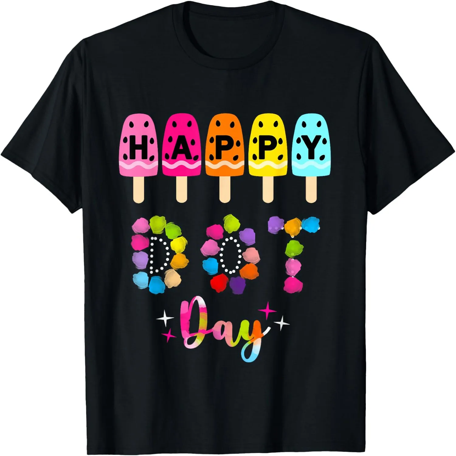 Happy Dot Day 2026 Student Kids Girls Colorful Polka Dot Day T-Shirt 100% cotton short sleeve tee