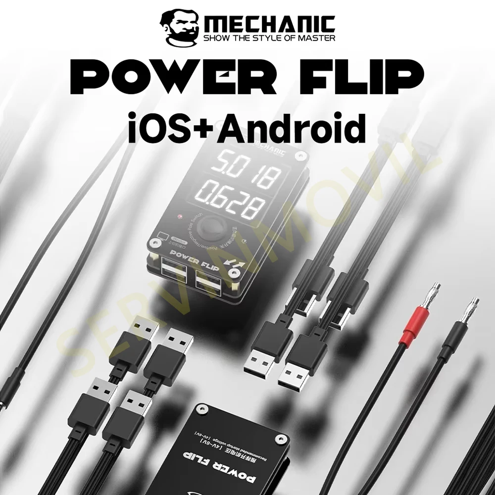 MECHANIC Power Flip Smart Boot Cable with Real Time Voltage Current Display One Click Switch for iPhone 8-17 Android Repair Tool