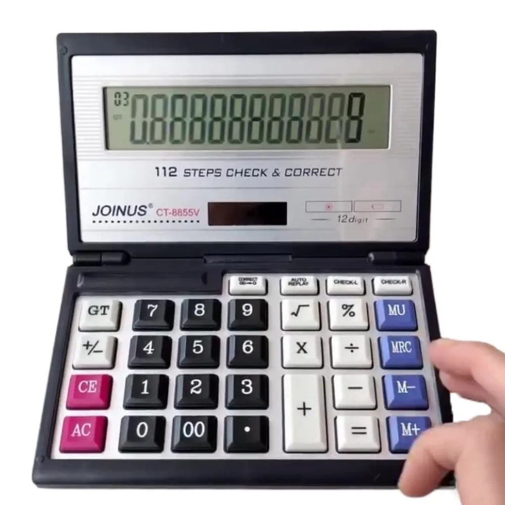 Foldable Folding Flip Calculator 12 Digits Portable Solar Calculator Large Screen Multifunctional Financial Office Calculator