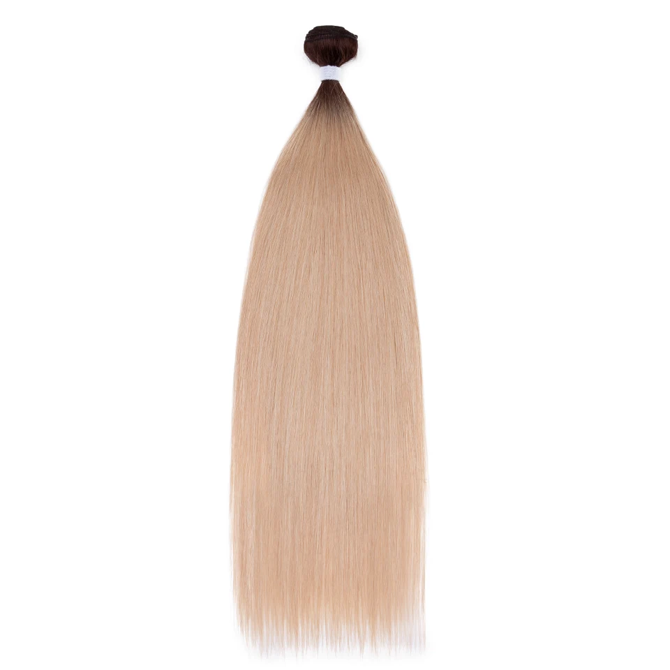 FASHION IDOL 28inch 200g Wefts Yaki Straight Hair Weaving Synthetic Fake Hair Bundles Ombre Blonde Salon Natural Hair Extensions
