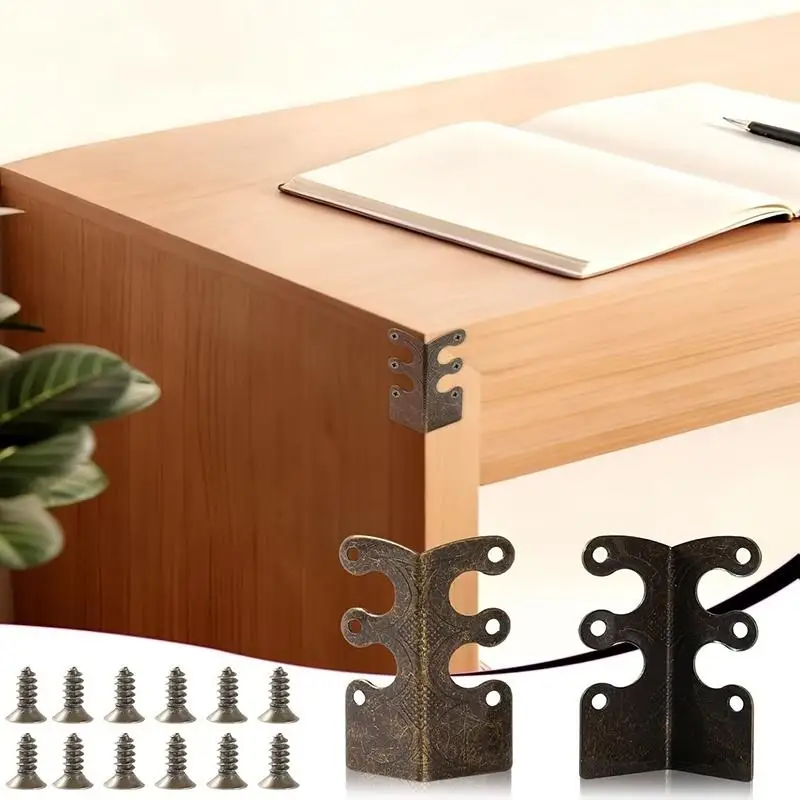6PCS Vintage Metal Corner Protector Durable Iron Skirting Board Edge Guard Anti-Collision for Home Furniture Decoration