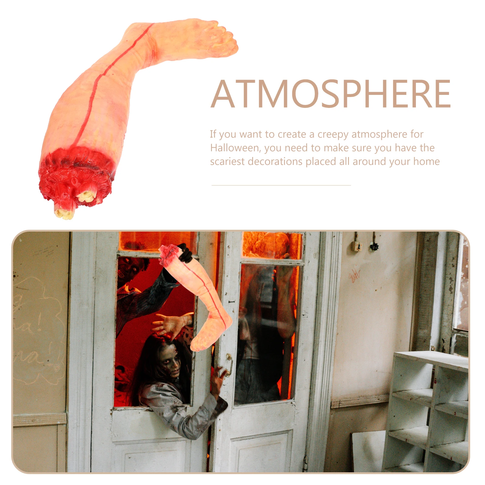 Accessoires de fausses parties du corps effrayantes, décor de pied coupé, scène d'horreur d'halloween, robuste, réutilisable, jouets de farces effrayants, rangement facile