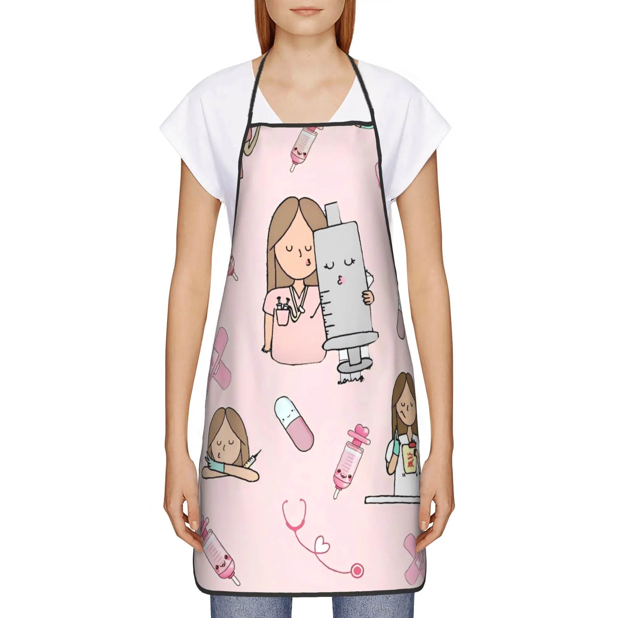

Nurse Medical Equipment Apron Enfermera En Apuros Adult Work Kitchen Accessories Cleaning Fashion Aprons without Pocket