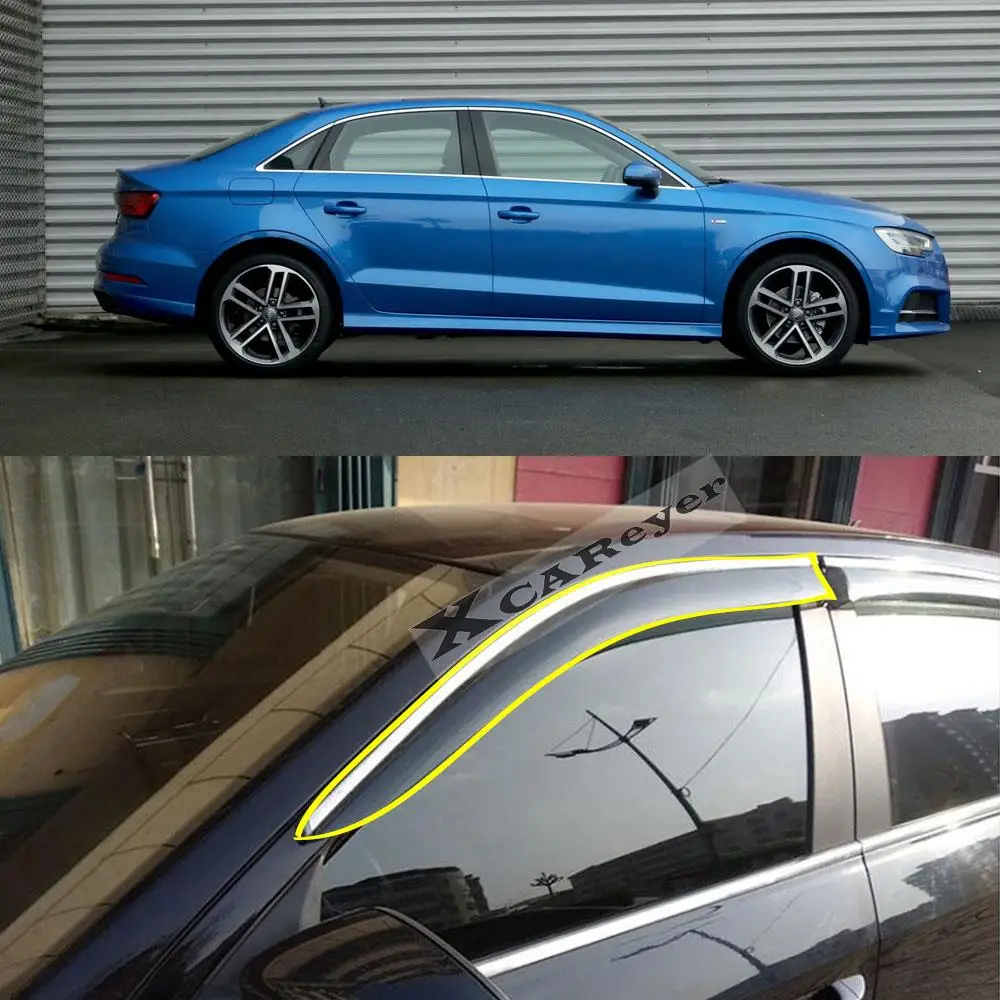 For AUDI A3 Limousine 2017 2018 2019 2020 2021 Car Body Styling Sticker Plastic Window Glass Wind Visor Rain/Sun Guard Vent Part