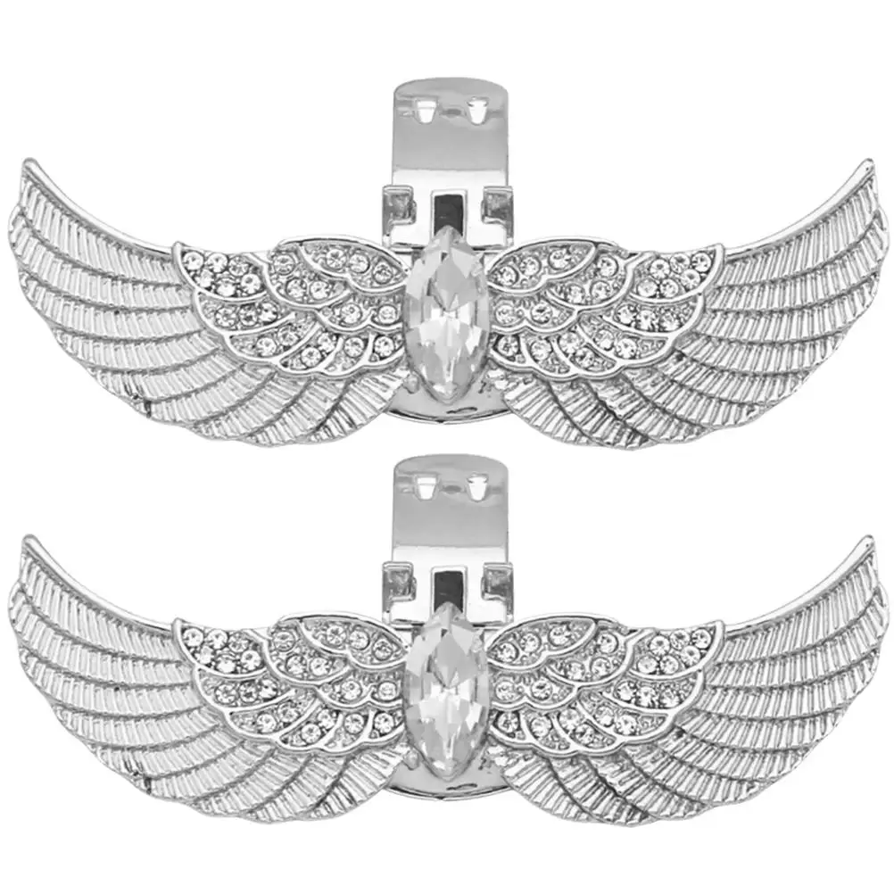 

2 Pcs Alloy Shoe Clips for Heels White Decorative Bridal Accessories Crystal Embellishments Shoe Jewelry
