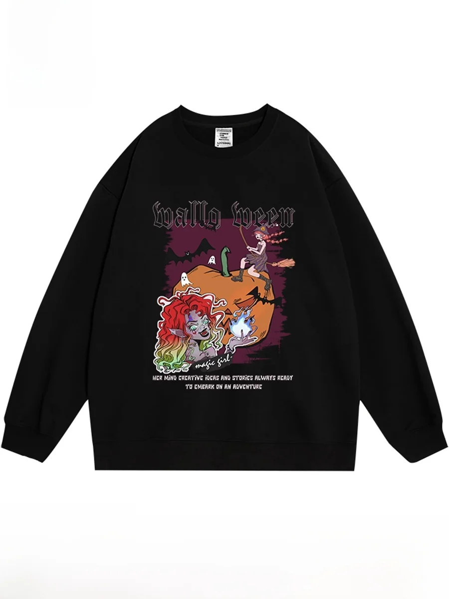 SANGEHA Design Original Legal Impresso loween American High Street Casal Moletons Soltos Fit Algodão Longo Sve redondo Ne