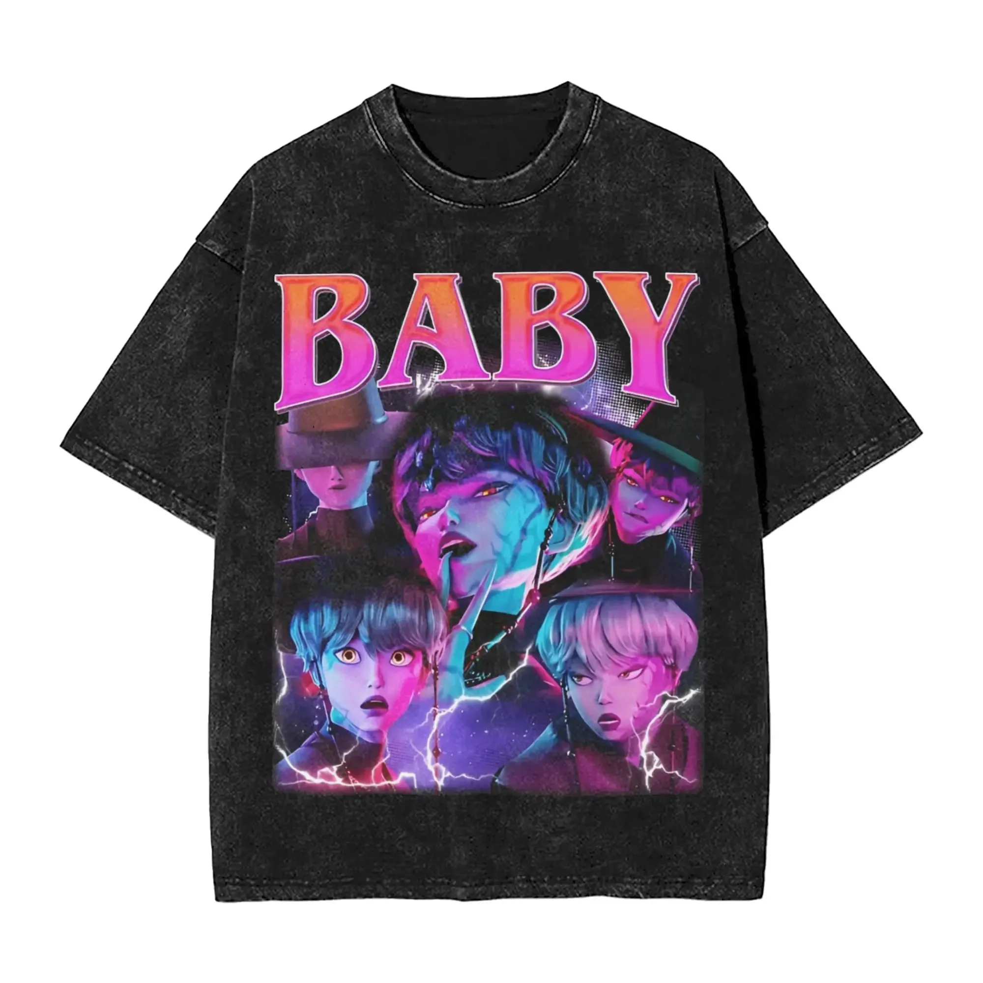 Saja Boys Kpop Demon Hunters T เสื้อ Hip Hop ล้างผ้าฝ้าย 100% Harajuku เสื้อยืดความแปลกใหม่สําหรับผู้ชายผู้หญิง Streetwear กราฟิก Tops