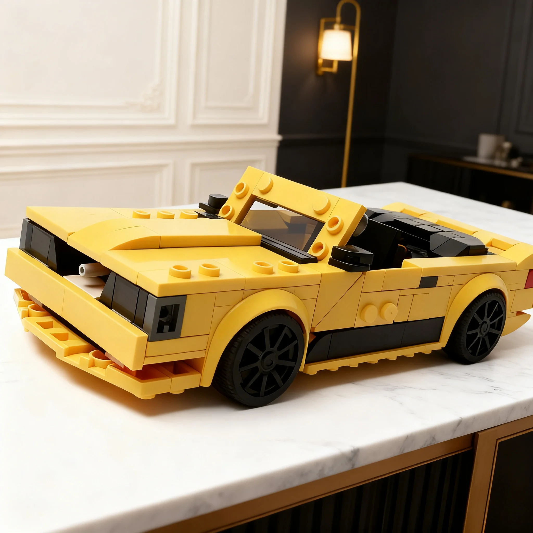 267pcs MOC Mustang Fox Inspired City Champions Model Building Blocks Toys Birthday Display Assemble Brick DIY 3D Craft Idea