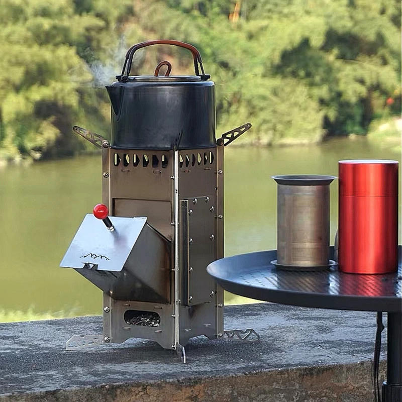 

Stainless Steel Folding Rocket Stove Firewood Stove Portable Picnic Camping Fishing Yard Outdoor