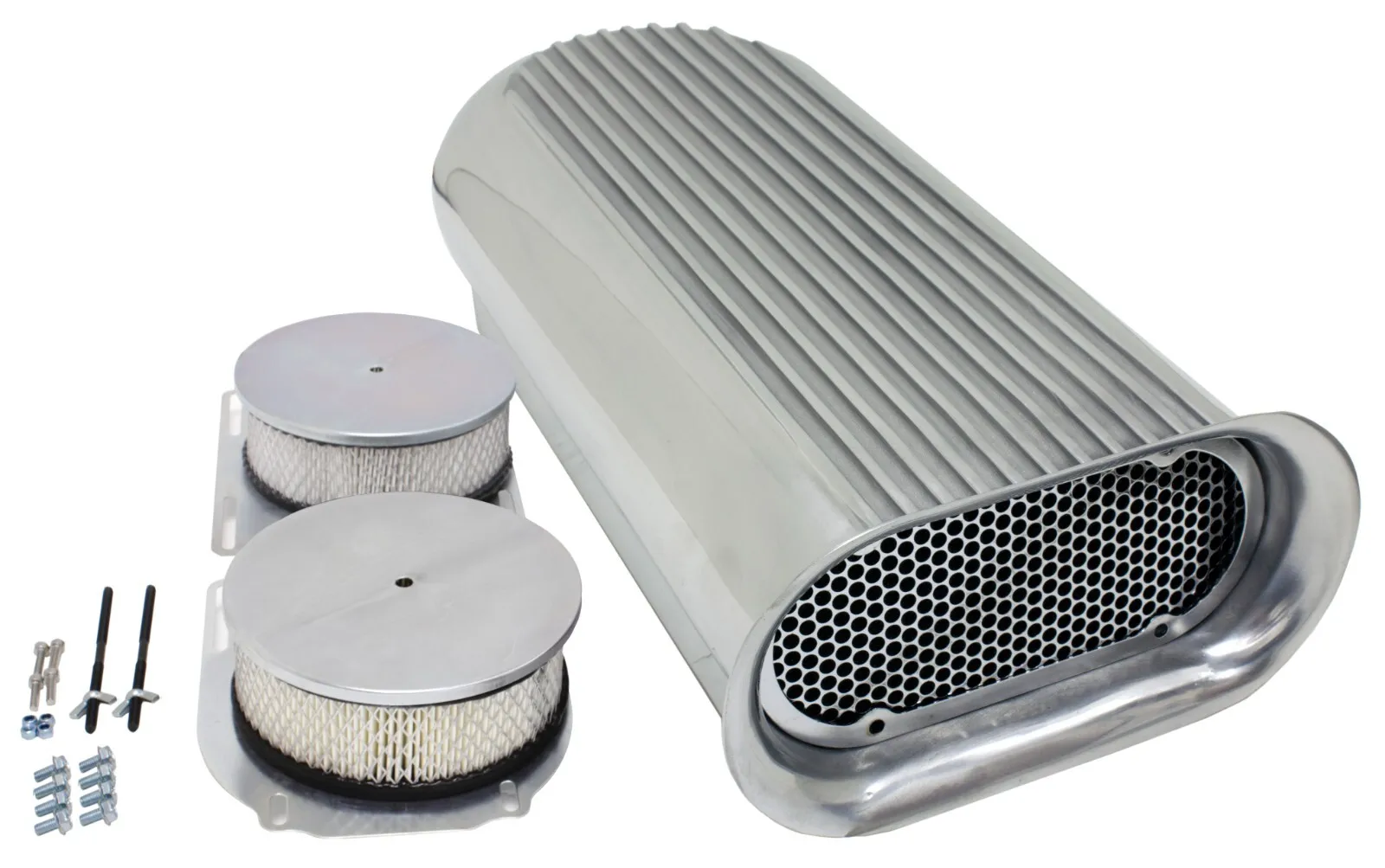 

Polished Aluminum Hilborn Style Finned Air Scoop Single/Dual 4 Barrel Carburetor