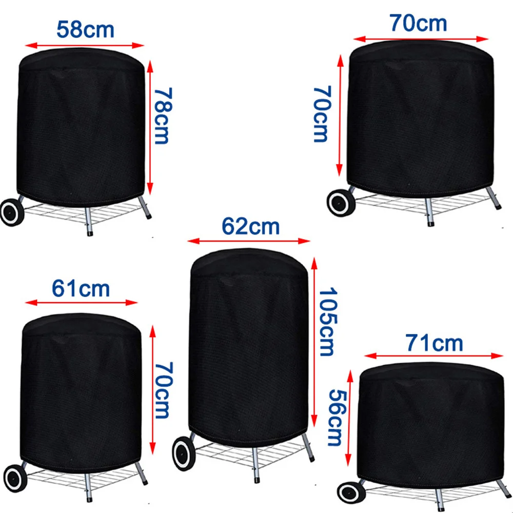 210D Outdoor Round Barbecue Cover Heavy Duty Grill Cover Fire Pit Stove Waterproof Gas Charcoal Electric BBQ Cover