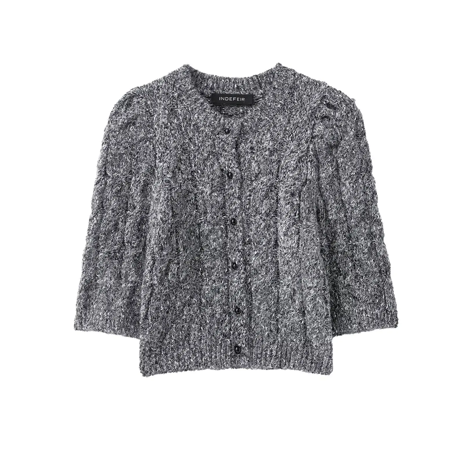 

2025 Элегантный вязаный кардиган с объемными рукавами, модный, новый стиль, удобный, офисная одежда, повседневный универсальный, винтажный, чувственный