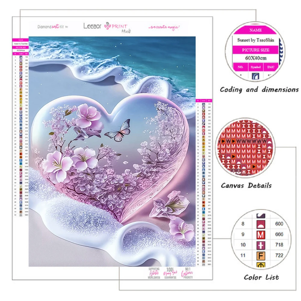 Diamond Painting Fantasy Shell Seaside Scenery Diamond Embroidery Mosaic Cross Stitch Kit Girls' Bedroom Home Decoration Gift 5D