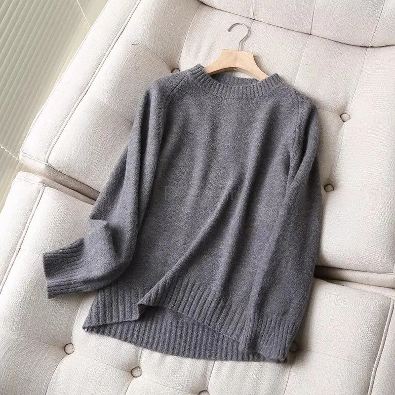 Donegirl Women 2023 Fashion New Autumn Winter Round Neck Cape Style Knitted Sweater Pullovers Solid Simple Tops Female Jumper