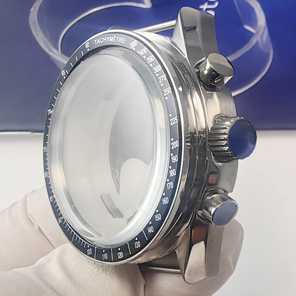 40 مللي متر ساعة رجالي حافظة من الفولاذ المقاوم للصدأ كلمة بيضاء الألومنيوم الحافة القمر الغطاء الخلفي صالح VK63 ساعة يد تعمل بالحركة اكسسوارات الجمعية #4