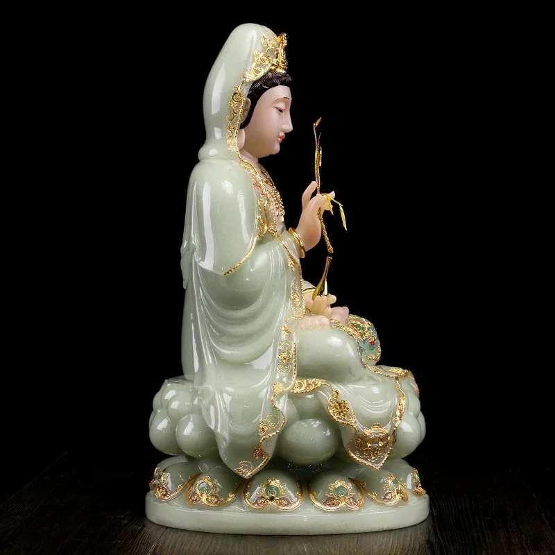 GOOD Buddhist high grade Guan yin bodhisattva Buddha jade gilding Sculpture statue Home SHOP efficacious Talisman Mascot  30CM