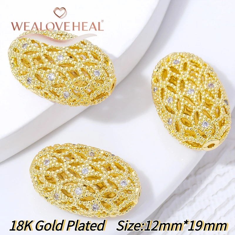 perlen für schmuckherstellung, schmuckherstellung zubehör, 18K vergoldete Messing-Hohlperlen, Olivenperlen-Abstandshalter, mit Zirkonia besetzte Trenner für Perlen, für DIY-Armband-Schmuckherstellungszubehör – Detail 17