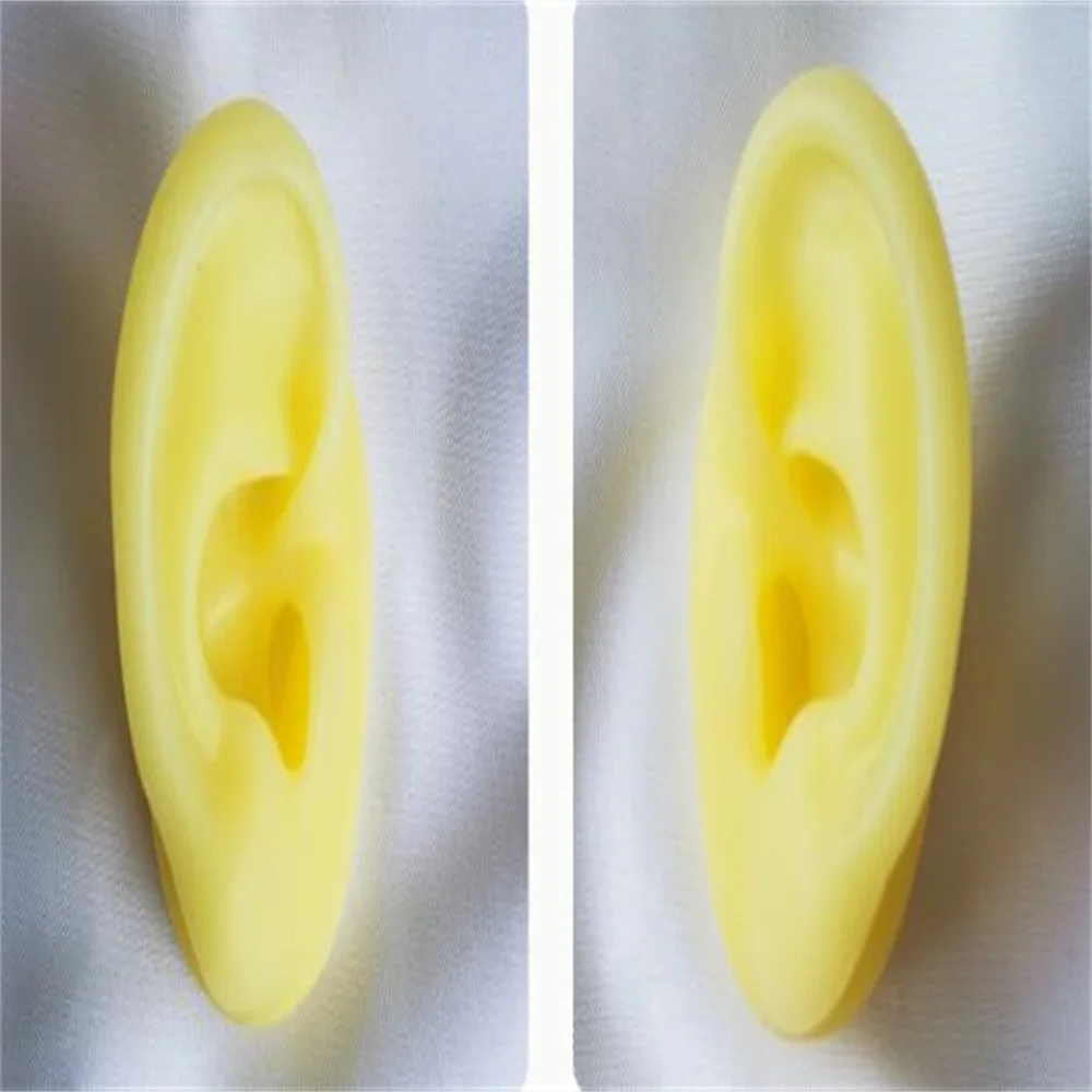 

Soft Silica Gel Real Person Ear Head, Mannequin Taking Headset, Medical Teaching, Display Props, Yellow Color, C930, 6x4cm