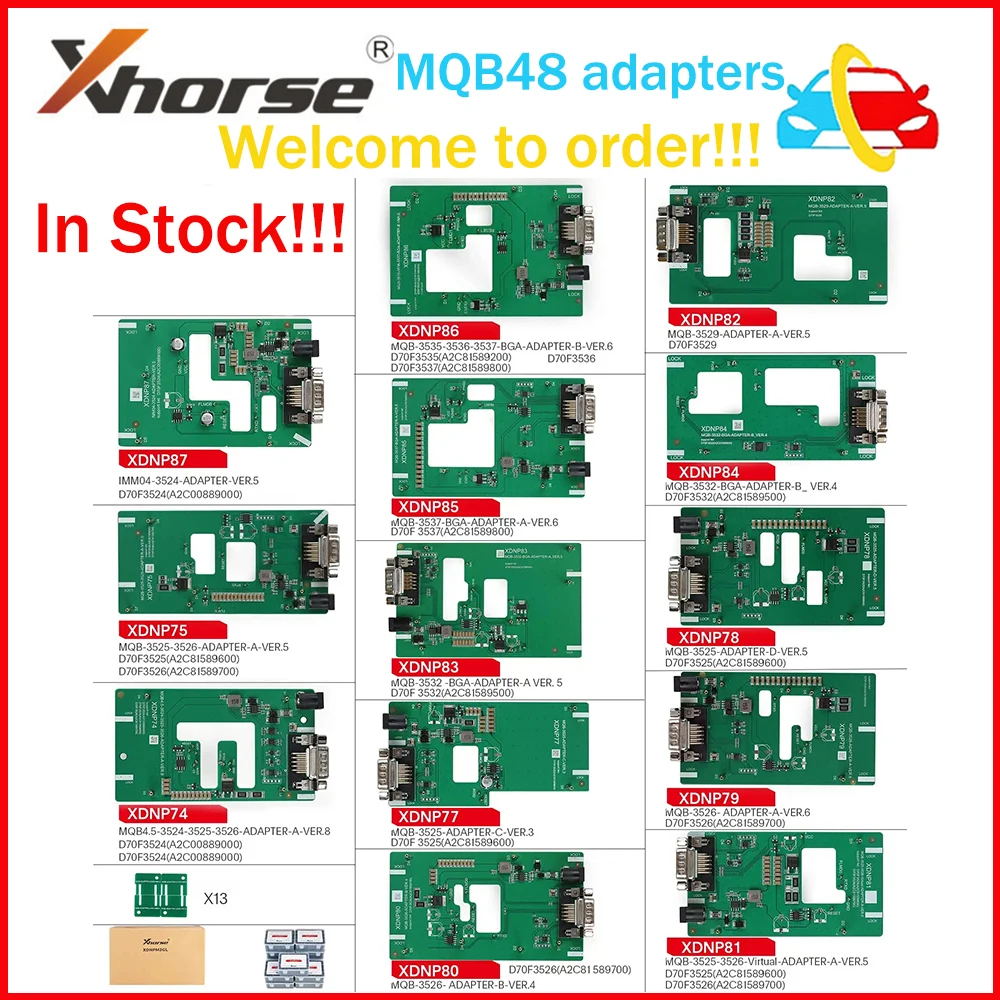 

In Stock Xhorse MQB48 XDNPM3GL 13 Full Set Adapter No Disassembly No Soldering Work With Muti-PROG/ VVDI PROG/ Key Tool Plus Pad