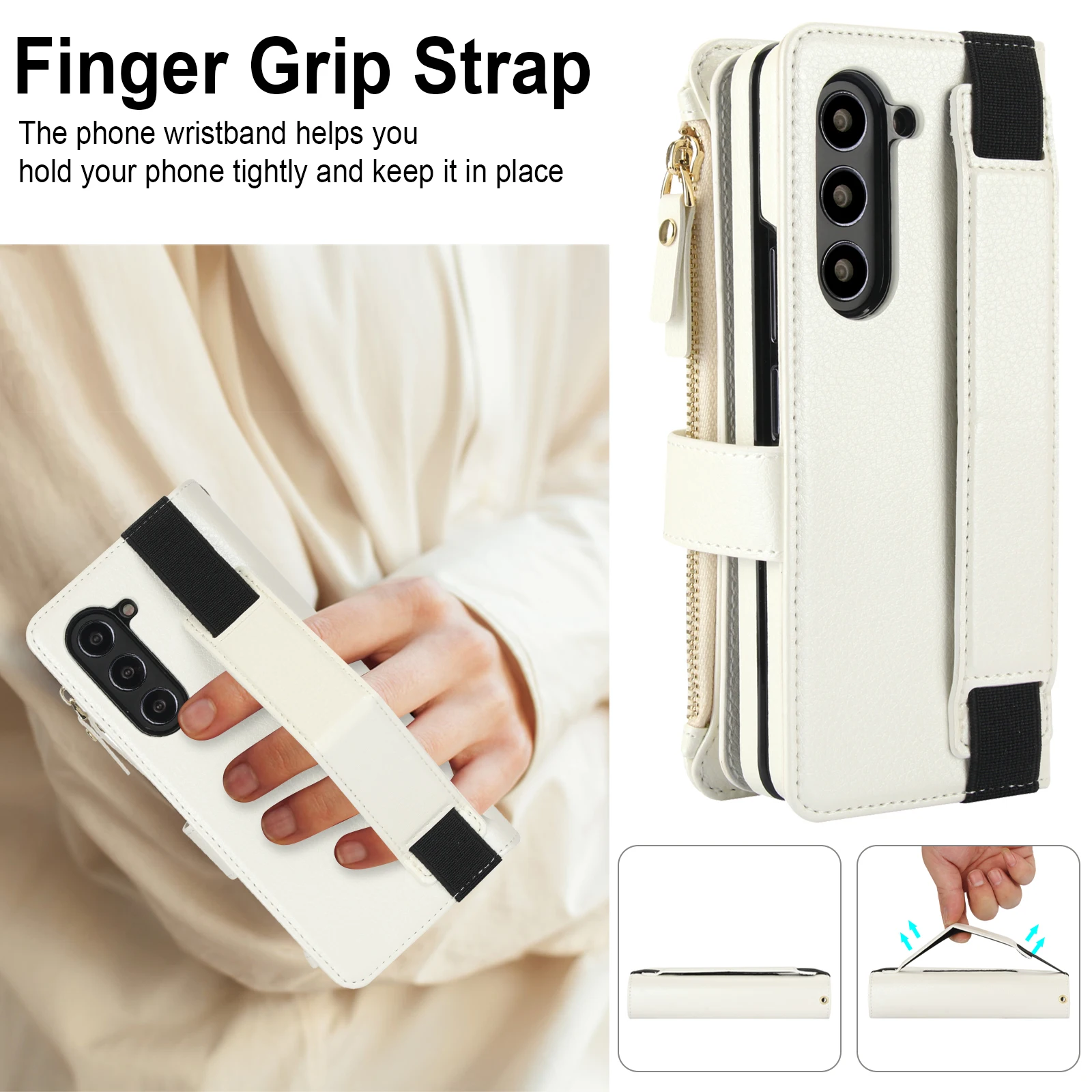 Luxury Lanyard Crossbody Zipper Leather Wallet Card Phone Case For Samsung Galaxy Z Fold 8 Ultra 7 6 5 4 3 5G Cover Accessories