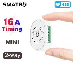 SMATRUL 16A Mini Smart Wireless Switch Light 433Mhz RF Module Home Electrical 2 Way Timing Control Wall On Off Breaker Led Lamp
