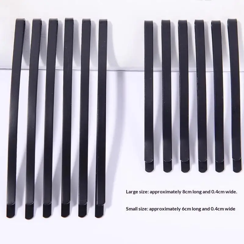 New12Pcs Black 6/8CM Clip Hair Clip Hairpin Korean Simple Black Wire Hair Pins Invisible Hairpin Wide Big Hair Clips