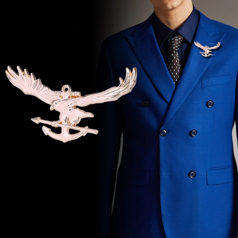 Anchor Eagle Brooch Metal Bird Wings Corsage Lapel Pin Shirt Suit Badge Fashion Jewelry Brocohes for Women and Men Accessories