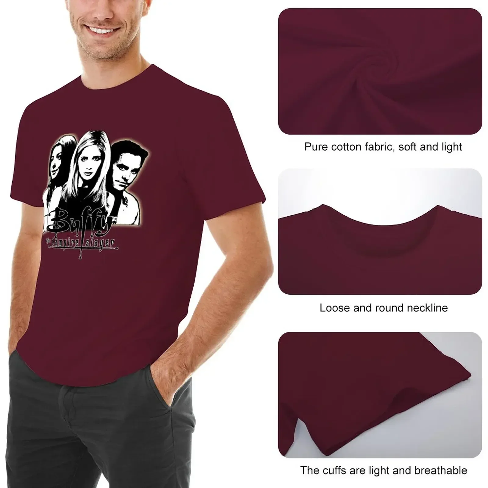 A Trio of Scoobies (Willow, Buffy & Xander) T-Shirt Short sleeve tee essential t shirt mens plain t shirts