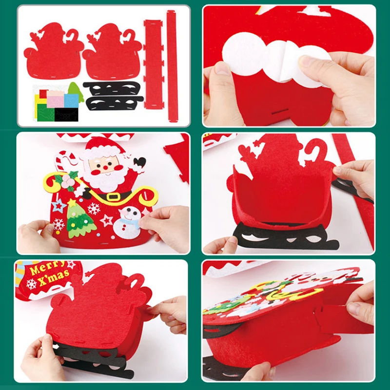 Children Handicrafts Toys Handmade Christmas Bag Creative DIY Non-woven Fabric Arts Crafts Kits Decor Educational Toys Xmas Gift