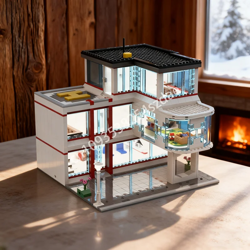 

1536 шт. MOC больница модульная модель строительные блоки архитектура DIY творческая идея Рождественский подарок развивающие игрушки кирпич для детей