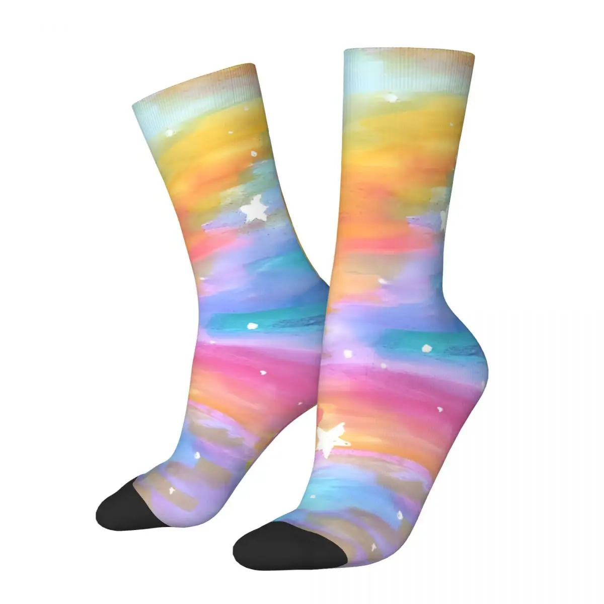 Retro Fantasy Watercolor Rainbow Skies Men's compression Socks Unisex Harajuku Pattern Printed Novelty Crew Sock