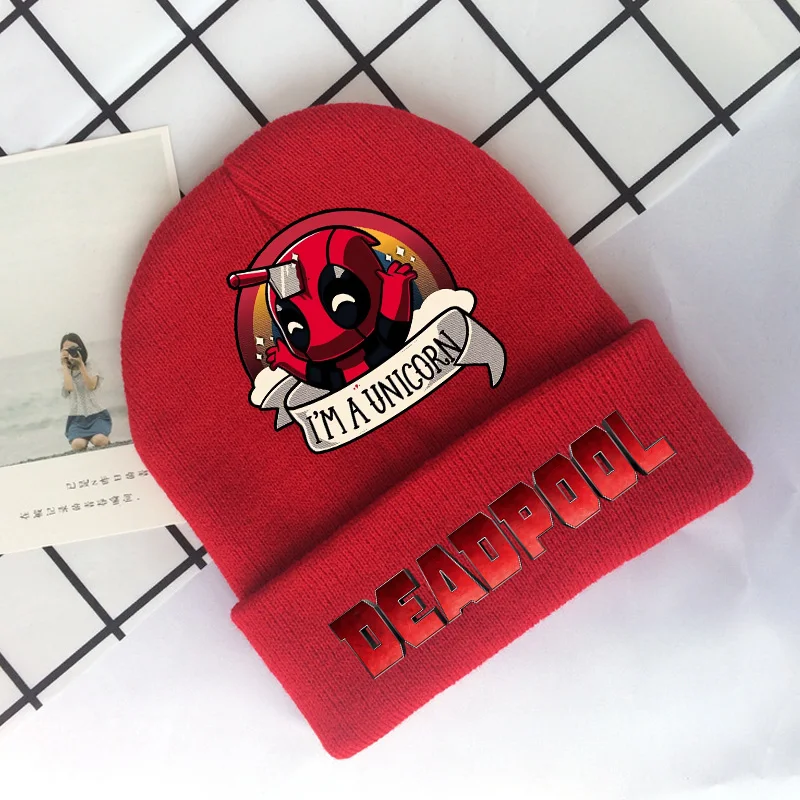 MARVEL Deadpool and Wolverine Knitted hat keep warm cartoon periphrey knit cap boys girls street wear outdoor 2024 new fashion